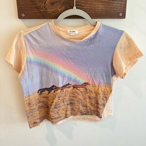 RE/DONE Cropped Wild Horse Rainbow Tee Small